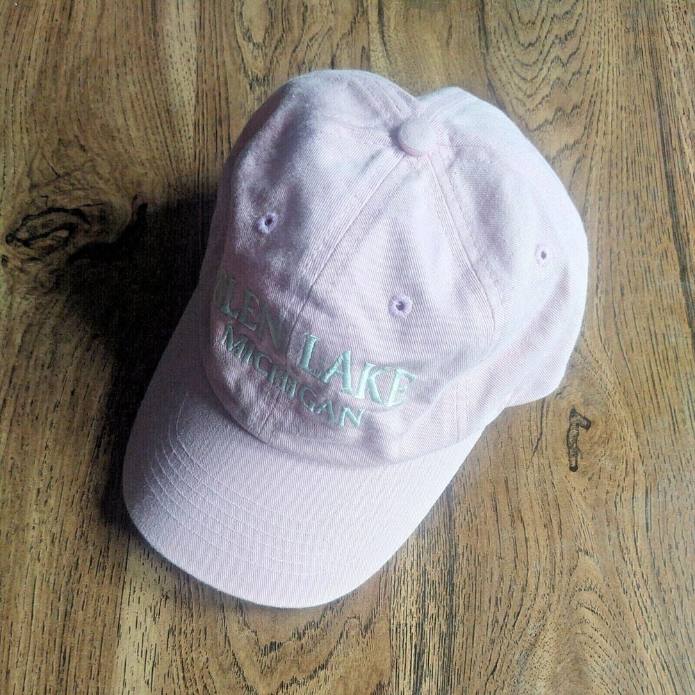 Glen Lake Michigan Hat Souvenir Baseball Cap Cotton Pink Adjustable Strap Child